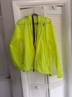 K-Way Neon Yellow Packable Hooded Windbreaker